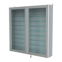 Витрина настенная №4-5А с девятью прозрачными полками серии Collecto, Серый