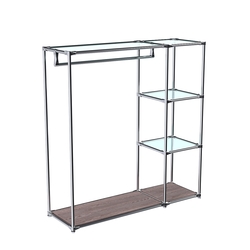 Хромированный стенд-вешало TD-40 №1-1 Хром с полками стекло 6мм, Ясень Анкор темный - U31105