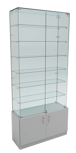 Витрина Истра №33 прямоугольная (задняя стенка - стекло), Серый
