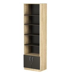 Стеллаж из ДСП с 4-мя полками 400x600 мм серии LEVEL-4 №7 (З/C - ДВП), Дуб Сонома + Черный