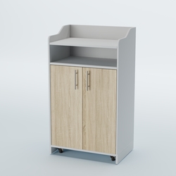 Стойка официанта "Бармен" №4-П передвижная, Белый + Дуб Сонома