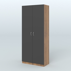 Аптечный шкаф широкий для одежды персонала №4, Орех + Черный