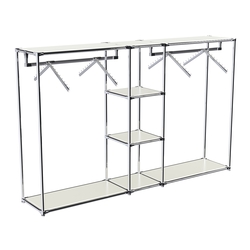 Хромированный стенд-вешало TD-51 №1-3 Хром с полками ДСП 16мм, Белый