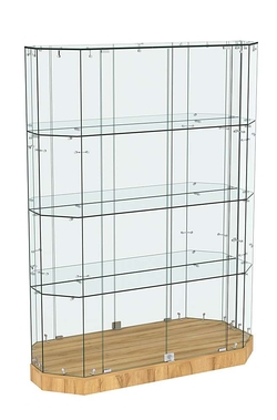 Торговая стеклянная витрина Хит Продаж со скошенным фасадом зеркальная №411, Дуб Золотистый
