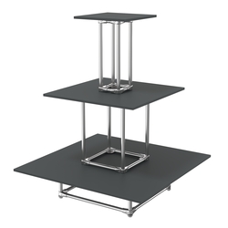 Торговый хромированный остров ПИРАМИДА №1 (полки ДСП 16мм), Антрацит