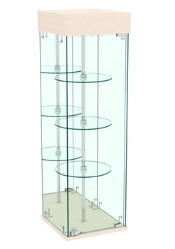 Витрина РОТАЦИЯ настольная с вращающимися полками №27-3 (задняя стенка - зеркало), Крем Вайс