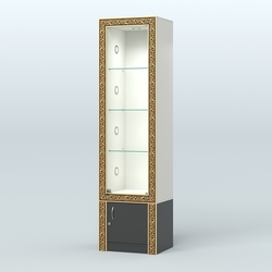 Витрина с декором и накопителем №ВБА-2С, Белый и Черный