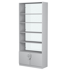 Стеллаж из ДСП с 4-мя полками 350x900 мм серии LEVEL-4 №13-1 (З/C - СТЕКЛО), Серый