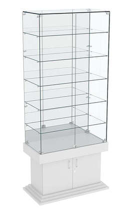 Витрина широкая с зеркалом и 5-ю полками ДОНЖОН №507, Серый