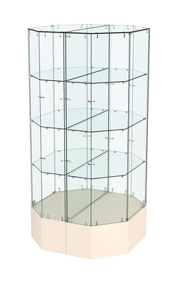 Стеклянная островная витрина на подиуме серии Истра №809-О, Крем Вайс