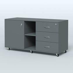 Тумба сервисная правая Киви, цвет светлый дуб, Темно-Серый