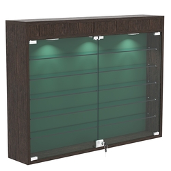 Настенная витрина с бархатом серии БАРОН №3-3А (пять полок), Дуб Венге + 10 Green