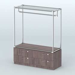 Островная торговая система ХРОМ 1200 мм с тумбами №1, Ясень Анкор темный