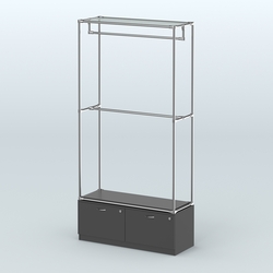 Торговая система ХРОМ без ДСП 1200 мм №1-3 с тумбой Т-15 и поручнями, Черный