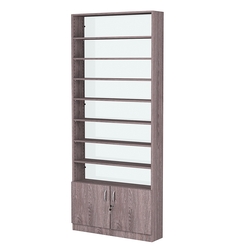 Стеллаж из ДСП с 7-ю полками 200x900 мм серии LEVEL-7 №10-1 (З/C - СТЕКЛО), Ясень Анкор темный