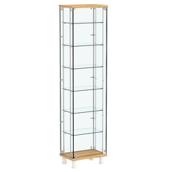 Витрина РОНДО с регулировочными полками №1-5-РЕГ на ножках (задняя стенка стекло), Дуб Золотистый