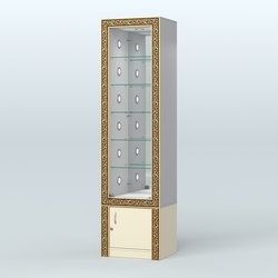 Витрина с декором и стеклянными полками №ВБА-504С, Серый + Крем Вайс