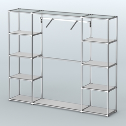 Торговая система ХРОМ без ДСП 2430 мм с полками ДСП и поручнями №11, Серый