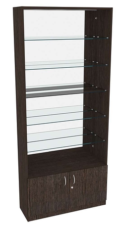 Витрина СЭСП-О №1-300 (З/C - Зеркало) со стеклянными полками, Дуб Венге