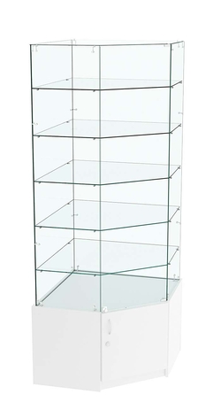 Витрина "Истра" угловая №915, пятигранная (задние стенки - стекло), Белый