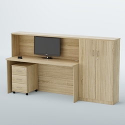 Ресепшен с выдвижной тумбой ВЕГА №5, Дуб сонома