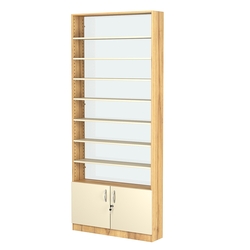 Стеллаж из ДСП с 7-ю полками 200x900 мм серии LEVEL-7 №10-1 (З/C - СТЕКЛО), Дуб Золотистый и Крем Вайс