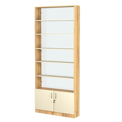 Стеллаж из ДСП с 5-ю полками 200x900 мм серии LEVEL-5 №10-1 (З/C - СТЕКЛО), Дуб Золотистый и Крем Вайс