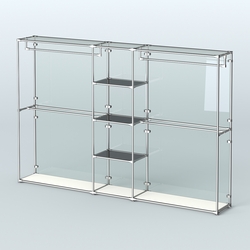 Торговая система ХРОМ (задняя стенка - стекло) 3030 мм с тонированными полками и поручнями №4, Белый