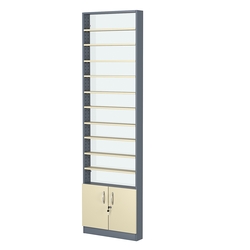 Стеллаж из ДСП с 10-ю полками 100x600 мм серии LEVEL-10 №1-1 (З/C - СТЕКЛО), Темно-серый + Крем Вайс