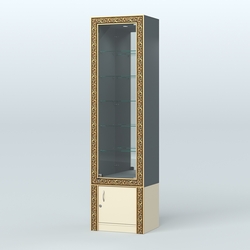 Витрина с декором и верхней подсветкой №ВБА-504, Темно-серый и Крем Вайс U2601-U2236