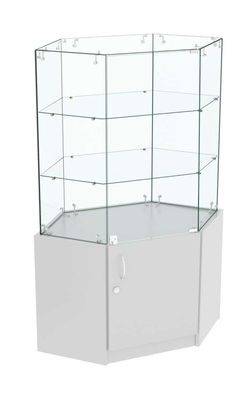 Узкий стеклянный прилавок СЛИМ №17 шестигранный, Серый