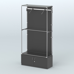 Торговая система ХРОМ (задняя стенка - ДСП) 1200 мм №4-4 с тумбой Т-21 и поручнями, Черный