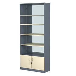 Стеллаж из ДСП с 4-мя полками 400x900 мм серии LEVEL-4 №14-2 (З/C - ЗЕРКАЛО), Темно-серый + Крем Вайс
