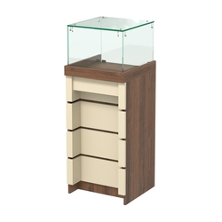 Торговый прилавок узкий с утопленным фасадом №УФ-4-450, Орех + Крем Вайс