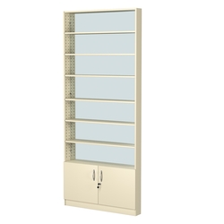 Стеллаж из ДСП с 6-ю полками 100x900 мм серии LEVEL-6 №8-2 (З/C - ЗЕРКАЛО), Крем Вайс