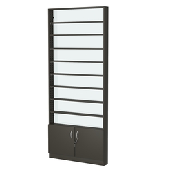 Стеллаж из ДСП с 8-ю полками 100x900 мм серии LEVEL-8 №8-1 (З/C - СТЕКЛО), Черный