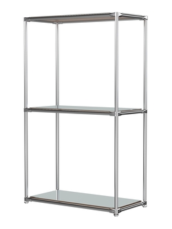 Хромированный стеллаж СТИЛЬ №2а-4 с зеркалами, Орех