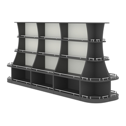 Островной низкий стеллаж ГАРАНТ №4-О с ограничителями, Черный и Белый