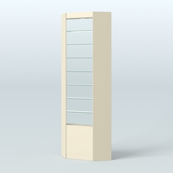 Высокая витрина серии Эконом №305А внутренний угол (без дверей), Крем Вайс