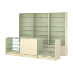 Комплект витрин с регулировочными полками NE-6 №12 и прилавков ЭК-4, Крем Вайс