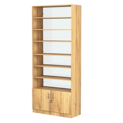 Стеллаж из ДСП с 6-ю полками 400x900 мм серии LEVEL-6 №14-1 (З/C - СТЕКЛО), Дуб Золотистый