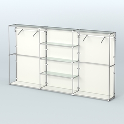 Торговая система ХРОМ (задняя стенка - ДСП) 3600 мм с прозрачными полками и поручнями №10, Белый