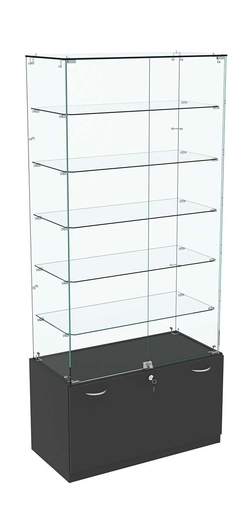 Витрина Кристалл №505 прямоугольная (задняя стенка - стекло), Черный
