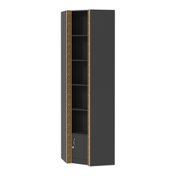 Выставочный угловой стеллаж с накопителем и декором №СБА-5ВД-400, Черный