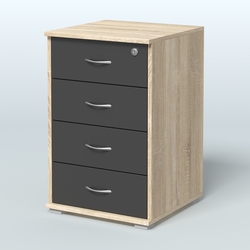 Тумба Нотте подкатная (4 ящика с замком), Дуб Сонома + Черный