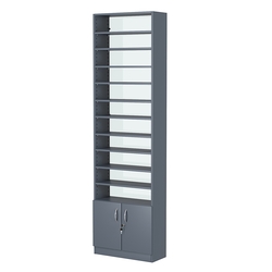 Стеллаж из ДСП с 10-ю полками 250x600 мм серии LEVEL-10 №4-1 (З/C - СТЕКЛО), Темно-Серый