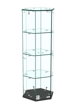 Витрина Истра настольная шестигранная №9  (прозрачная), Черный