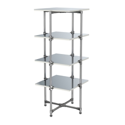 Хромированный стенд Прогресс №2-5 (с полками Зеркало 4мм), Белый