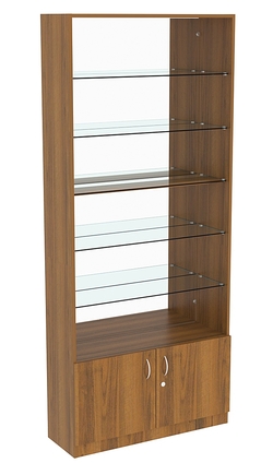 Витрина СЭСП-О №1-300 (З/C - Зеркало) со стеклянными полками, Орех