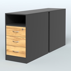 Тумба приставная/опорная двойная, Черный и Дуб Золотистый U1148